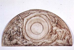 Nauka na lunetę (pióro i atrament na pokładzie) autorstwa Jacopo Pontormo