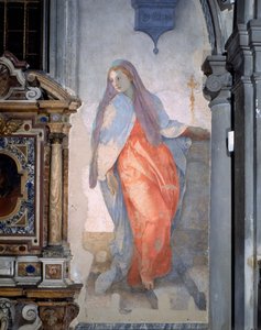 Zwiastowanie, fragment Matki Boskiej, ok. 1527 (fresk) autorstwa Jacopo Pontormo
