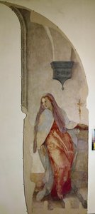 Zwiastowanie, szczegół Matki Boskiej (Fresco autorstwa Jacopo Pontormo