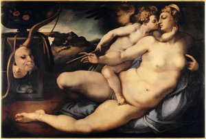 Wenus i Kupidyn (Wenus i Kupidyn) Obraz Jacopo Carrucci dit il Pontormo (Pontormo) (1494-1556) 1532-1534 Dim 128x197 cm Florencja, Galeria Accademia Włochy