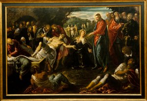 Wskrzeszenie Łazarza autorstwa Jacopo Robusti (studio of) Tintoretto