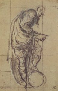 Filozof stojący na globusie (węgiel na papierze) autorstwa Jacopo Robusti Tintoretto