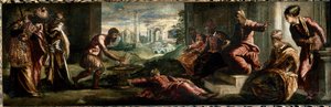 Caius Mucius Scaevola przed Porsenną Caius Mucius Scaevola zanurza rękę w ogniu. (Obraz autorstwa Jacopo Robusti Tintoretto