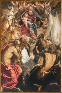 Madonna z Dzieciątkiem Jezus i świętymi autorstwa Jacopo Robusti Tintoretto