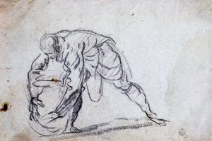 Badanie na zgiętą sylwetkę męską autorstwa Jacopo Robusti Tintoretto