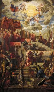 Doge Niccolo da Ponte нь Венецээс оливын мөчир хүлээн авдаг, Тинторетто (1518-1594) гэгддэг Жакопо Робусти, Детал, Сала дель Маггиор Консиглио (Их зөвлөлийн танхим), Палаццо Дукале, Венециполи autorstwa Jacopo Robusti Tintoretto