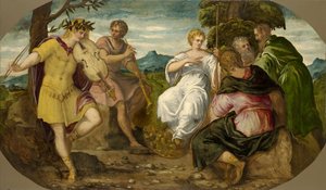 Konkurs muzyczny między Apollo i Marsjaszem, ok. 1545. autorstwa Jacopo Robusti Tintoretto