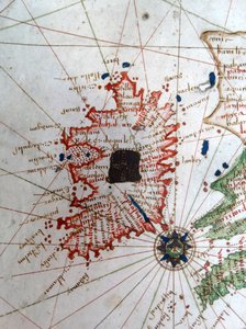 Irlandia, fragment z renesansowej mapy Europy, Jacopo Russo (po), 1528