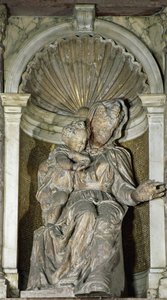 Dziewica z Dzieciątkiem (terakota złocona i malowana) autorstwa Jacopo Sansovino