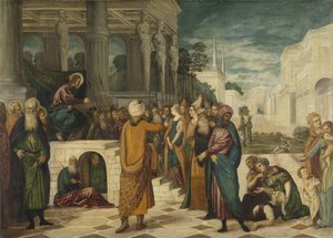 Chrystus z cudzołożną kobietą autorstwa Jacopo Tintoretto
