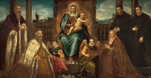 Doge Alvise Mocenigo i Rodzina przed Madonną z Dzieciątkiem autorstwa Jacopo Tintoretto