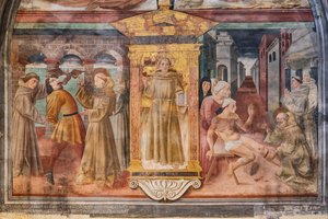 Historie św. Antoniego Padewskiego, Nisza św. Antoniego Padewskiego, połowa XV w. (fresk) autorstwa Jacopo Vincioli