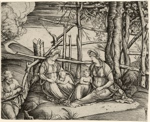 Święta Rodzina ze św. Elisabeth i Johannesknaben autorstwa Jacopo de Barbari