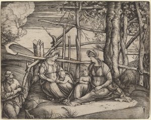 Święta Rodzina ze Świętą Elżbietą i Dzieciątkiem Św. 14991501. autorstwa Jacopo de Barbari