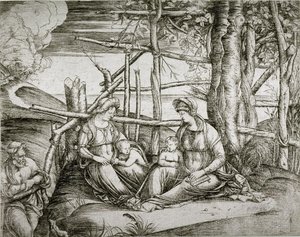 Święta Rodzina ze świętą Elżbietą autorstwa Jacopo de