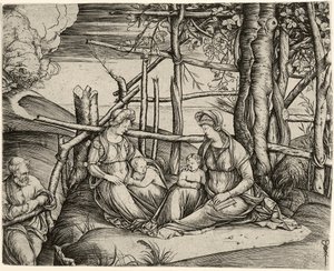 Święta Rodzina ze św. Elżbietą i Dzieciątkiem św. 1499-1501 autorstwa Jacopo de Barbari