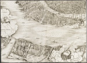 Widok Wenecji [dolny lewy blok], 1500. autorstwa Jacopo de Barbari
