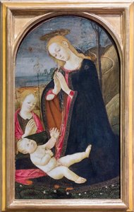 Adoracja Chrystusa z młodzieńcem św. Janem Chrzcicielem autorstwa Jacopo del Sellaio