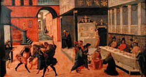 Śmierć królowej Vasti, po 1490 (tempera na płycie)