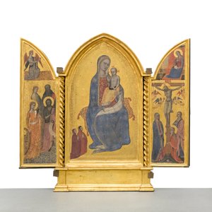 Madonna z Dzieciątkiem; Zwiastowanie; Ukrzyżowanie i święci, ok. 1380 r. (panel) autorstwa Jacopo di Cione