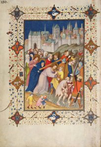 MS 11060-11061 Godziny drogi krzyżowej: Seksta, Chrystus niosący krzyż, z „Tres Riches Heures du Duc de Berry”