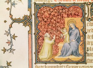 Pani Lat 18014 Jean de France (1340-1416) Książę Berry modlący się przed Dziewicą z Dzieciątkiem, z Les Petites Heures de Duc de Berry, c.1385-90
