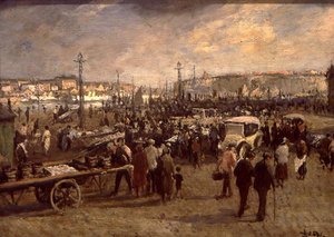 Wyprzedaż ryb (olej na płótnie) autorstwa Jacques Emile Blanche