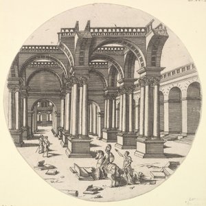 Widok perspektywiczny, świątynia Izydy, 1551. autorstwa Jacques Androuet Du Cerceau