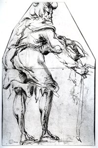 Żebrak z kapeluszem i kijem (pióro i atrament na papierze) autorstwa Jacques Bellange