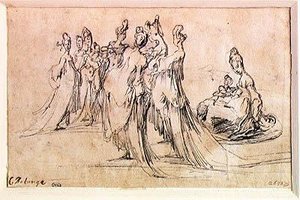 Grupa kobiet (pióro i atrament na papierze) autorstwa Jacques Bellange