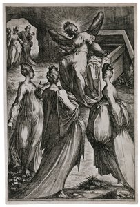 Święte kobiety przy grobie, 1613-16 (akwaforta i grawerowanie) autorstwa Jacques Bellange