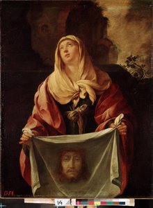 ""Święta Weronika"". Święty Welon przedstawia oblicze Chrystusa, którego pot otarłaby Weronika podczas wejścia na Kalwarię. Obraz Jacquesa Blancharda (1600-1638) 1633-1634 o wymiarach 127x98 cm Ermitaż, Sankt Petersburg (Saint-Peters