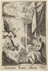 Zwiastowanie, z cyklu „La Vie de la Sainte Vierge” (Życie Najświętszej Dziewicy) autorstwa Jacques Callot