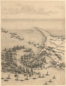 Fragment obrazu „Oblężenie cytadeli św. Marcina na wyspie Île de Ré”
