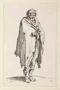 Żebrak z odkrytą głową i gołymi stopami, z The Beggars autorstwa Jacques Callot