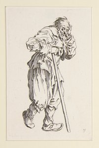 Żebrak wsparty na patyku, z The Beggars autorstwa Jacques Callot
