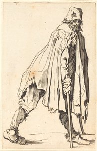 Żebrak z kulami i czapką autorstwa Jacques Callot