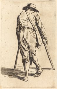 Żebrak z kulami i kapeluszem, widok z tyłu autorstwa Jacques Callot