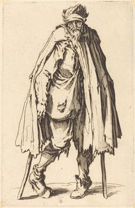 Żebrak z kulami i workiem autorstwa Jacques Callot