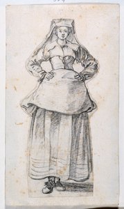 Bourgeoises Dans Differentes Attitudes, z Prints Album 21, nr 304 (kreda na papierze) autorstwa Jacques Callot