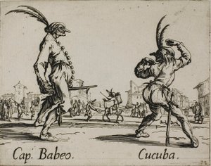 Kapitan Babeo - Cucuba, płyta 16 od Balli di Sfessania autorstwa Jacques Callot