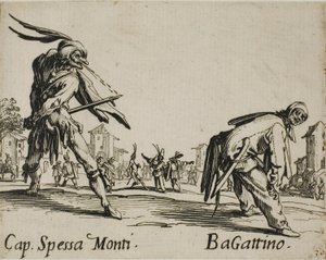 Capitan Spessa Monti - Begattino, płyta 10 z Balli di Sfessania autorstwa Jacques Callot