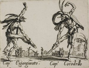 Kapitan Esgangarato - Kapitan Cocodrillo, płyta 14 z Balli di Sfessania autorstwa Jacques Callot