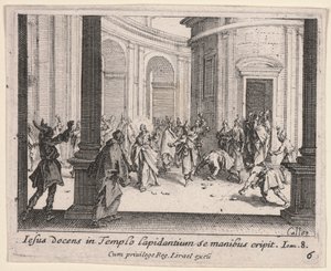 Ukamienowanie Chrystusa ze świątyni autorstwa Jacques Callot