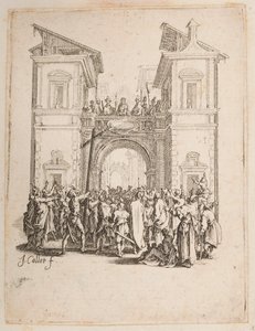 Chrystus przedstawiony ludowi, nr. 9 z 11 z La Petite Passion autorstwa Jacques Callot