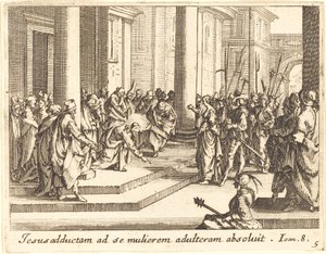 Chrystus i kobieta przyłapana na cudzołóstwie, 1635. autorstwa Jacques Callot