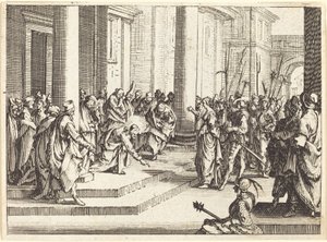 Chrystus i kobieta przyłapana na cudzołóstwie, 1635. autorstwa Jacques Callot