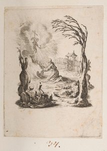 Chrystus w Ogrodzie Oliwnym, nr. 3 z 11 z La Petite Passion autorstwa Jacques Callot