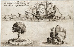 Combat a la barriere: wejście Monsieur le Comte de Brionne, Wielkiego Szambelana Jego Wysokości Karola IV Lotaryńskiego ... (rycina) autorstwa Jacques Callot