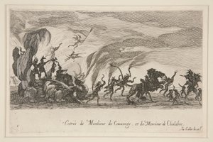 Walka? Bariera, Wejście Monsieur de Couvonge i Monsieur de Chalabre autorstwa Jacques Callot